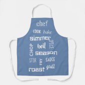 Koken Chef Words Blue Schort (Voorkant)