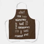 Koken Chef Words Brown Schort (Voorkant)