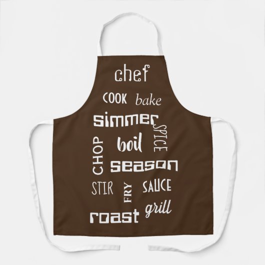 Koken Chef Words Brown Schort (Voorkant)