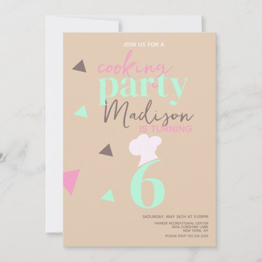Koken Chefs Confetti Birthday Party Invitation Kaart (Voorkant)