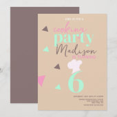 Koken Chefs Confetti Birthday Party Invitation Kaart (Voorkant / Achterkant)