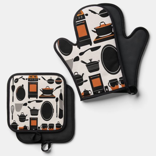 Koken Companion Oven Mitt en Pot Holder Duo Ovenwant & Pannenlap Set (Voorkant / Achterkant)