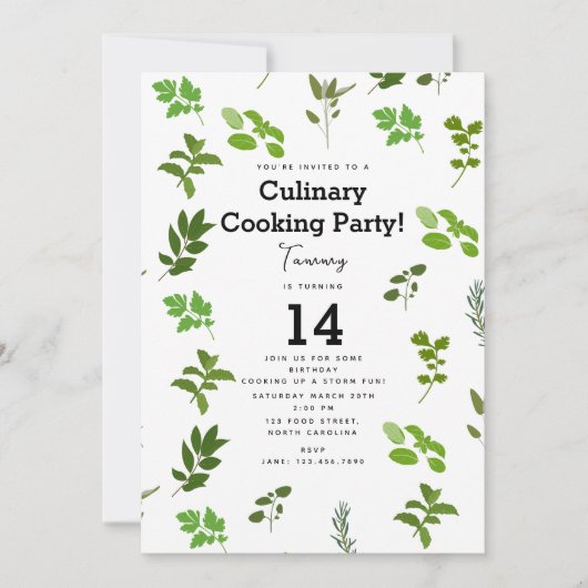 Koken Culinaire Tuin Kruiden Cook Verjaardagsfeest Kaart (Voorkant)