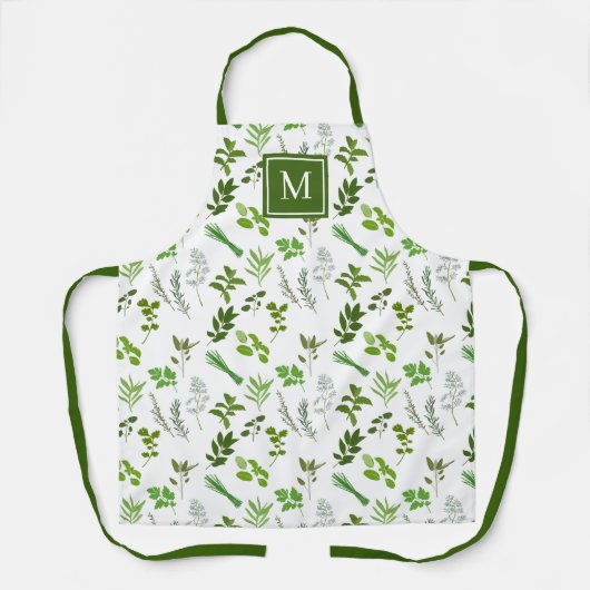 Koken Culinaire Tuin Kruiden Monogrammed Schort (Voorkant)