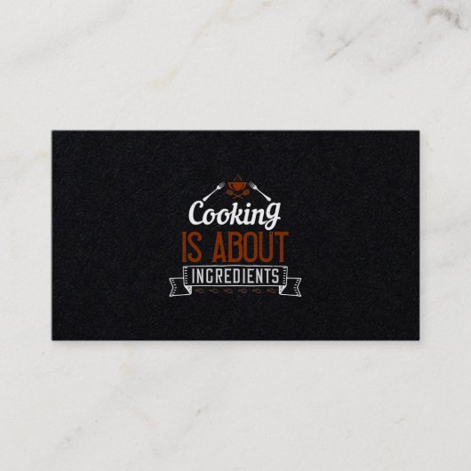 Koken gaat over ingrediënten visitekaartje (Voorkant)