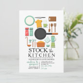 Koken Gereedschap Stock De Keuken Douche Uitnodigi Kaart (Staand voorkant)