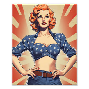 Koken in haar keuken foto afdruk