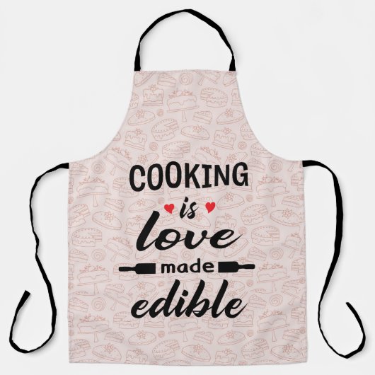 Koken is liefde grappige slogan schort (Voorkant)