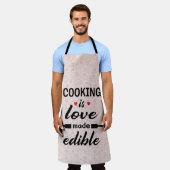 Koken is liefde grappige slogan schort (Gedragen)
