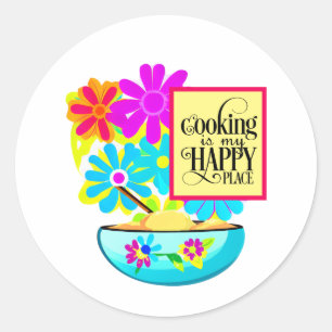 Koken is mijn Happy Place Floral Sticker