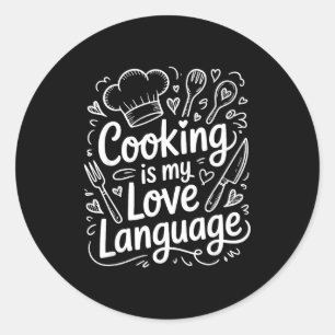 Koken Is Mijn Liefdestaal, Culinair Chef En Kit Ronde Sticker