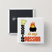 Koken is mijn passie knop vierkante button 5,1 cm (Voorkant /achterkant)