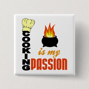 Koken is mijn passie knop vierkante button 5,1 cm