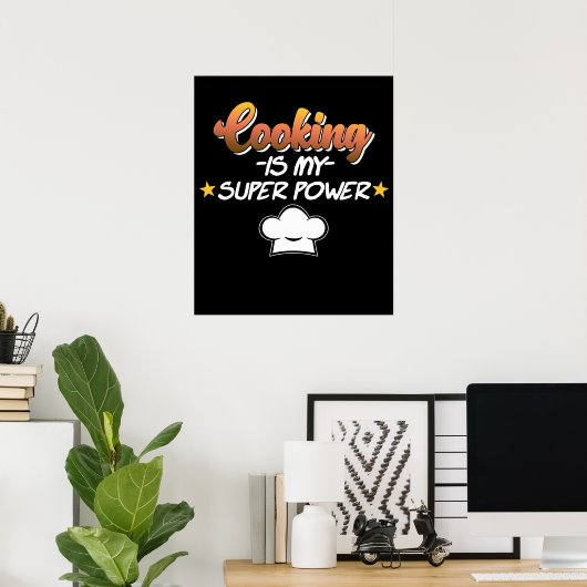 Koken is mijn Superpower Cook Chef Kitchen Poster (Thuiskantoor)