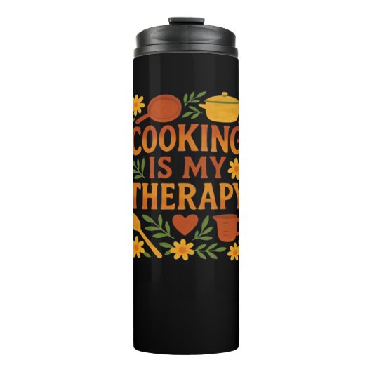 Koken is mijn therapie Oversized T-shirt Thermosbeker (Voorkant)