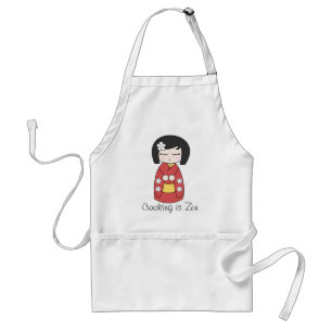 "Koken is Zen" Kokeshi Doll Apron Standaard Schort