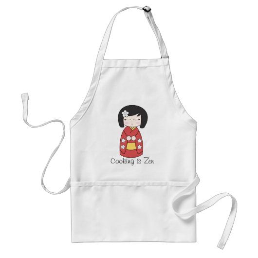 "Koken is Zen" Kokeshi Doll Apron Standaard Schort (Voorkant)
