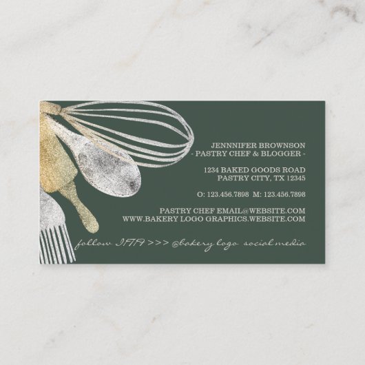 Koken Keukengerei Elegant bakkerijivoor Visitekaartje (Achterkant)