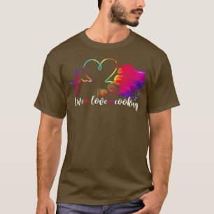 Koken Kook Tie Dye Hart Hartslag Keuken Chef T-shirt