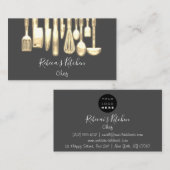Koken Logo Chef Restaurant Golden Knifes Gray Visitekaartje (Voorkant / Achterkant)