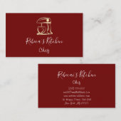 Koken Logo Robot Mixer Chef Burgundy Gold Visitekaartje (Voorkant / Achterkant)