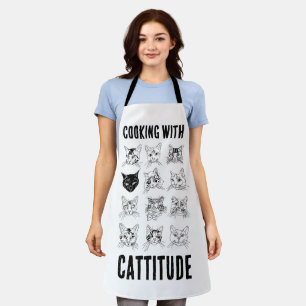 Koken met Cattitude - Originele Kat Tekeningen Schort