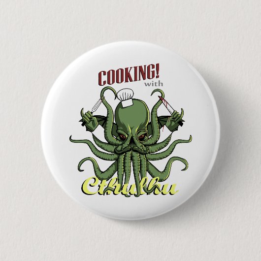 Koken met Cthulhu Ronde Button 5,7 Cm (Voorkant)