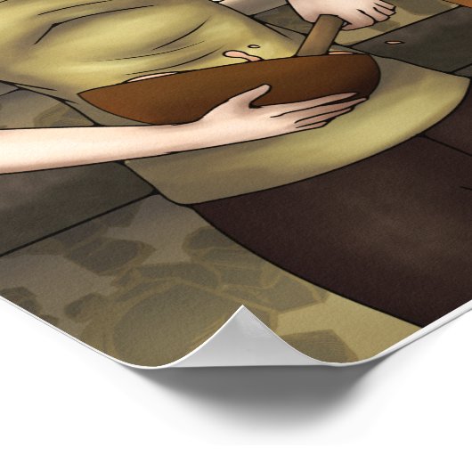 Koken met dinosaurussen poster (Hoek)