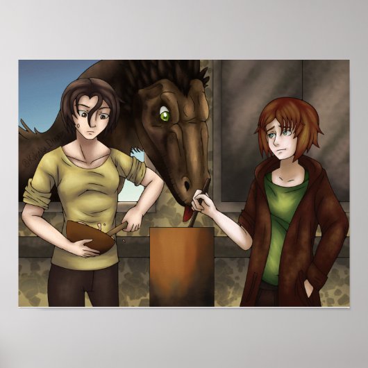 Koken met dinosaurussen poster (Voorkant)