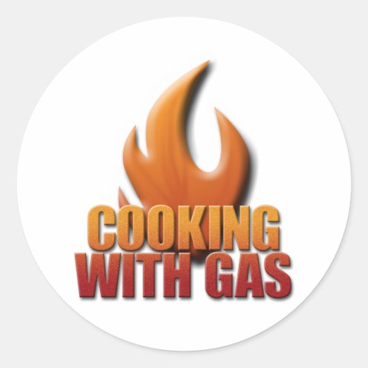 Koken met gas ronde sticker (Voorkant)