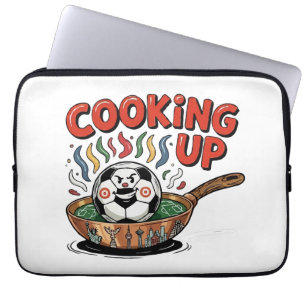 Koken met het spel Grappige Voetbal Frituren Laptop Sleeve