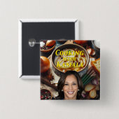 Koken met Kamala Vierkante Button 5,1 Cm (Voorkant /achterkant)