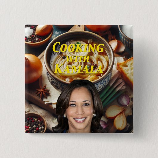 Koken met Kamala Vierkante Button 5,1 Cm (Voorkant)