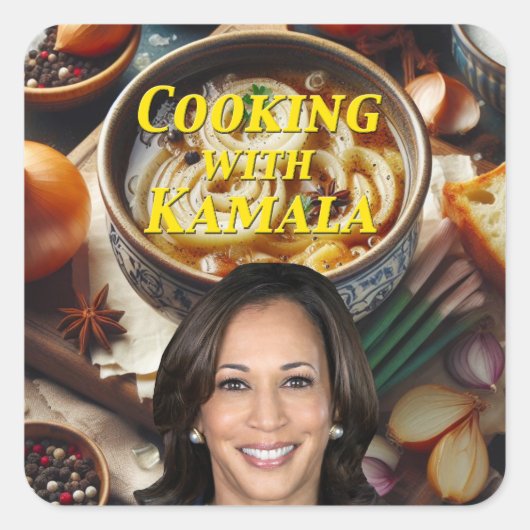 Koken met Kamala Vierkante Sticker (Voorkant)