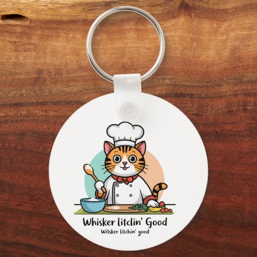 Koken met kat - Chef Kat Sleutelhanger (Achterkant)