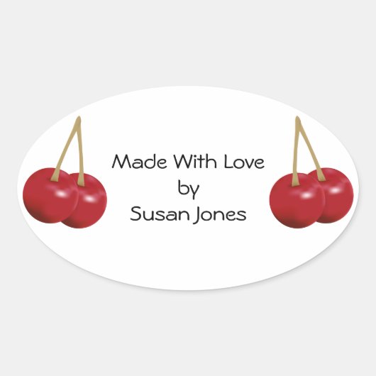 Koken met kersen ovale sticker (Voorkant)