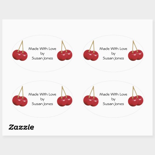 Koken met kersen ovale sticker (Vel)