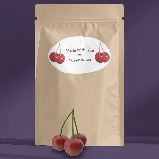 Koken met kersen ovale sticker