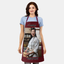 Koken met liefde donkerrood volwassen Schort rode