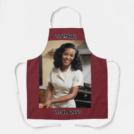Koken met liefde donkerrood volwassen Schort zwart