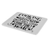 Koken met liefde levert voedsel voor de soep snijplank (Hoek)