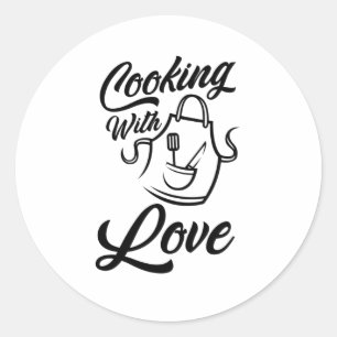 Koken met liefde ronde sticker