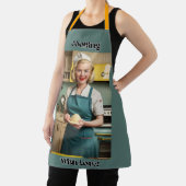 Koken met Love Blue Adult Schort Yellow Straps (Insitu)