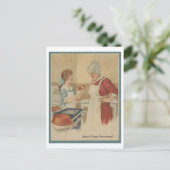 Koken met oma 1920 illustratie van bakken briefkaart (Staand voorkant)
