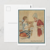 Koken met oma 1920 illustratie van bakken briefkaart (Voorkant / Achterkant)