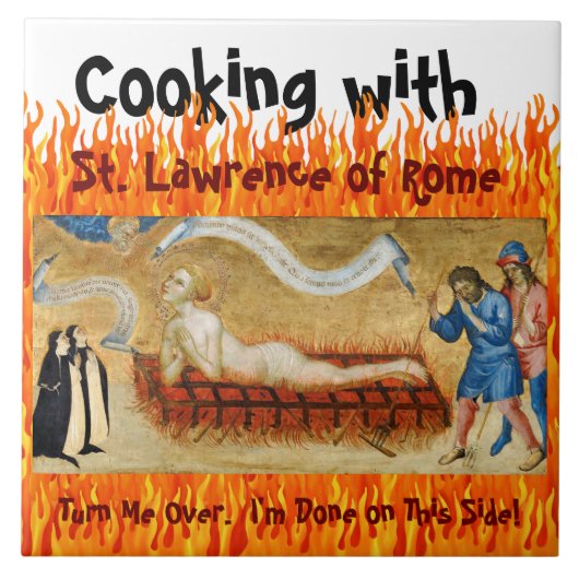 Koken met St. Lawrence of Rome (M 022) Tegeltje (Voorkant)