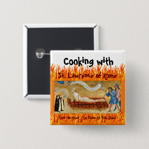 Koken met St. Lawrence van Rome (M 022) Vierkante Button 5,1 Cm