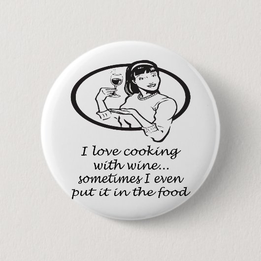 Koken met wijn ronde button 5,7 cm (Voorkant)