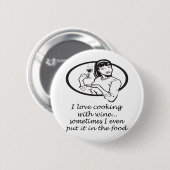 Koken met wijn ronde button 5,7 cm (Voorkant /achterkant)