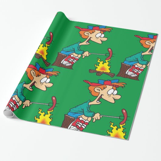 Koken op een kampvuur cadeaupapier (Uitgerold)